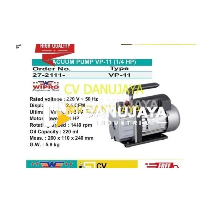 Vacum vacuum pump VP 11 (1/4 HP) WIPRO Vaccum Cleaner WIPRO