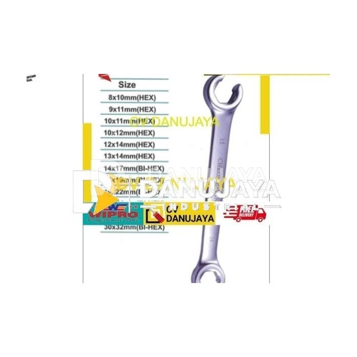 Wipro Kunci Nepel Naple Satin CRV Flare Nut Wrenc 24x27 mm HEX
