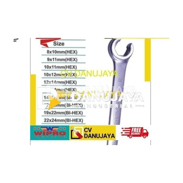 Wipro Kunci Nepel Naple Satin CRV Flare Nut Wrench 30x32mm HEX Wipro