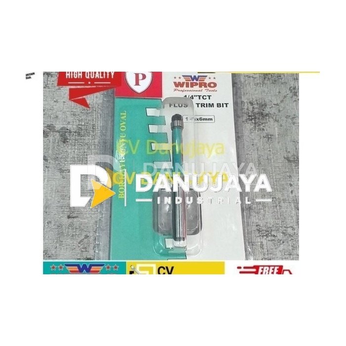 WIPRO Mata Profil TCT 1/4" X 6mm Flush Trim Bit Straight With Bearing