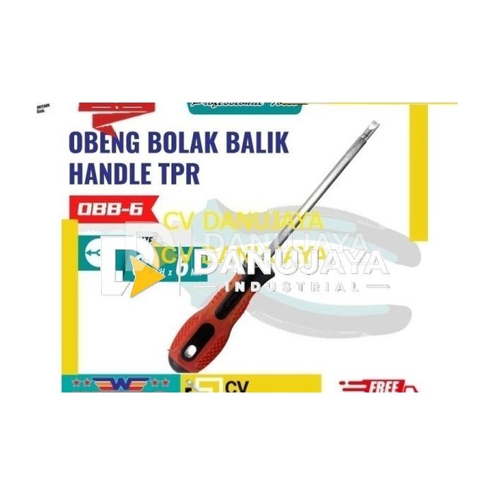 WIPRO Obeng Bolak Balik Gagang Karet OBB-6 (6""x6mm) w/Merah