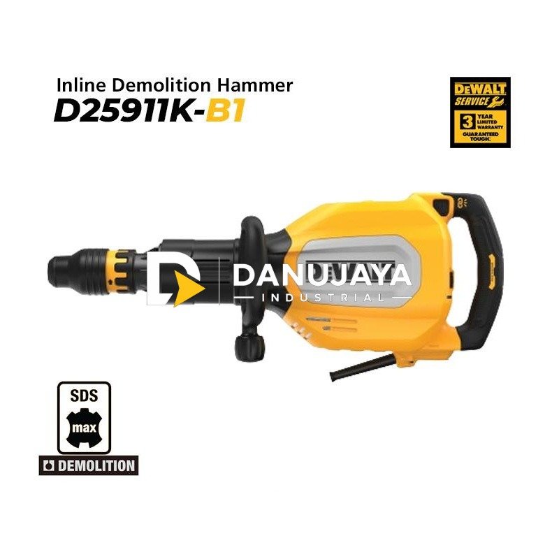 Dewalt Inline Demolition Rotary Hammer / Bor Bobok Beton 11Kg 1700W D25911K
