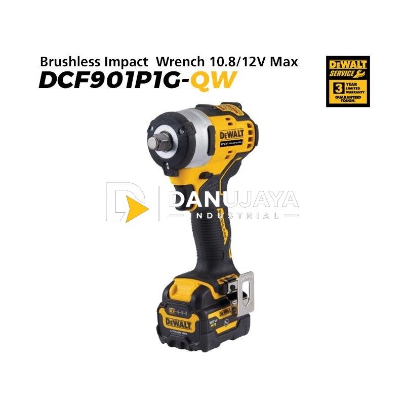 Dewalt Brushless Impact Wrench / Kunci Impact Baterai 10.8/12V Max DCF901P1G-QW