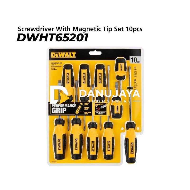 Dewalt Screwdriver With Magnetic Tip Set / Obeng Set 10pcs DWHT65201