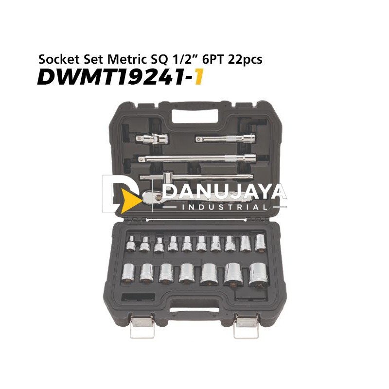 Dewalt Socket Set / Kunci Sok Socket Metric SQ 1/2" 6PT 22pcs DWMT19241-1