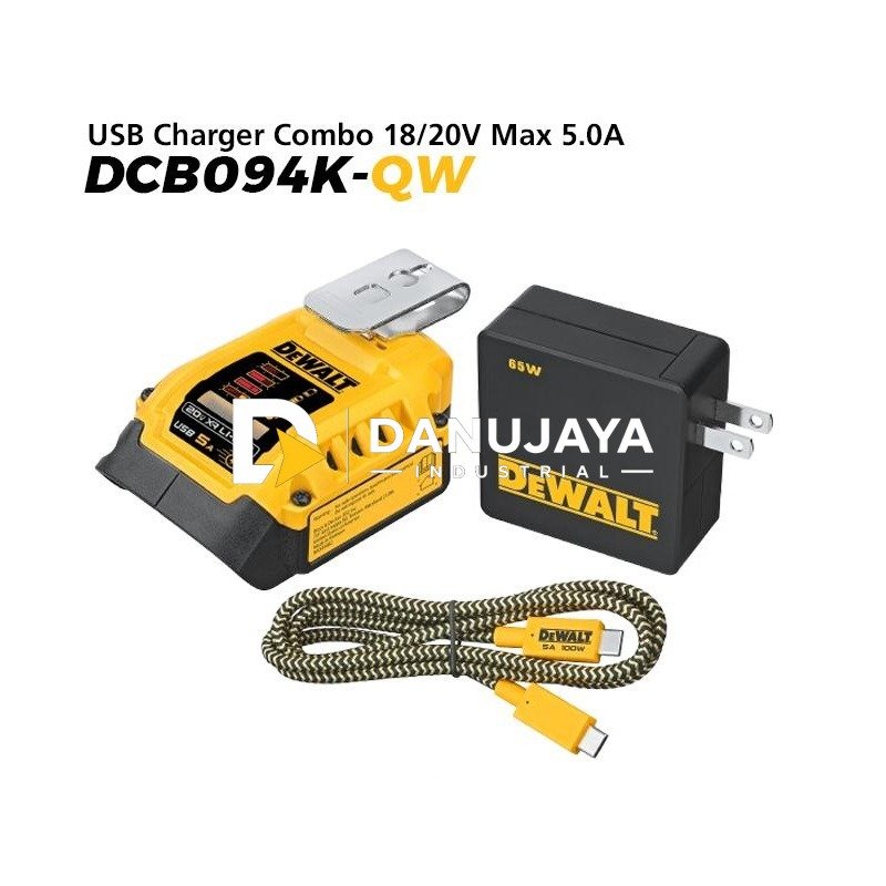 Dewalt Usb Charger / Pengisi Daya Baterai 18/20V Max 5.0A DCB094K-QW