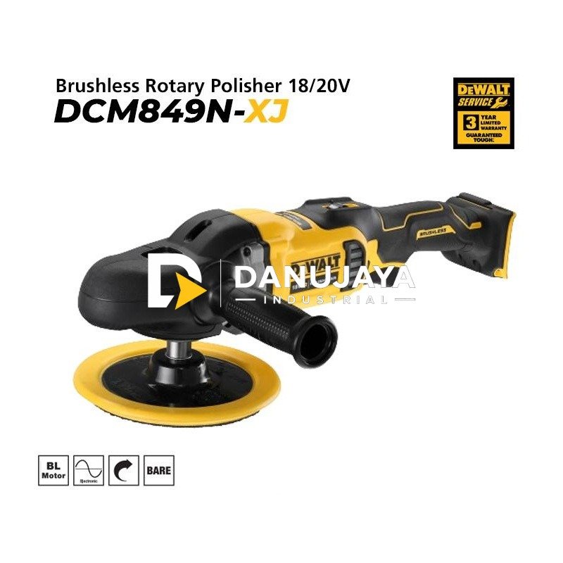 Dewalt Brushless Rotary Polisher / Mesin Poles Baterai 18/20Volt (max) 180mm DCM849N-XJ