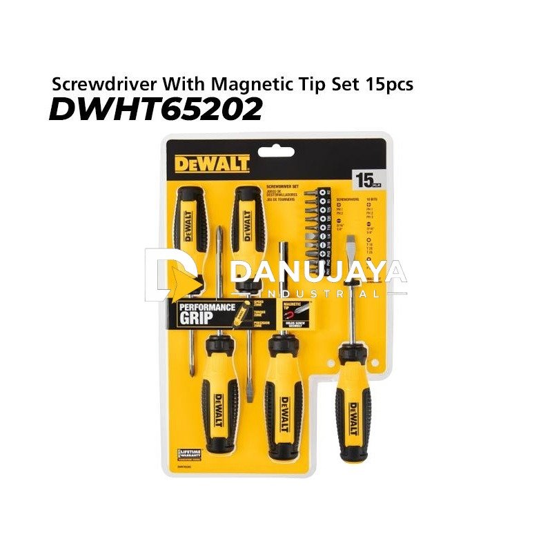 Dewalt Screwdriver With Magnetic Tip Set / Obeng Set 15pcs DWHT65202