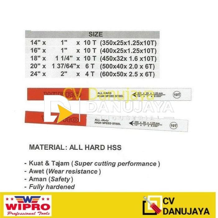 Mata Gergaji Mesin - Power Hacksaw Blades Size 14 Inch - Wipro limi