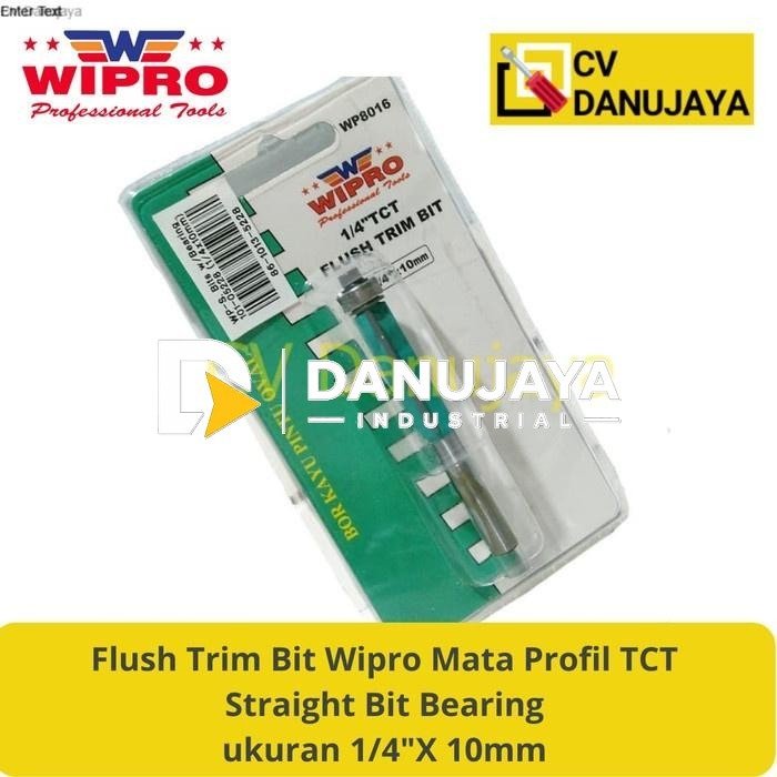Flush Trim Bit Mata Pisau Profil TCT Straight Bit Bearing 1/4"X 10mm