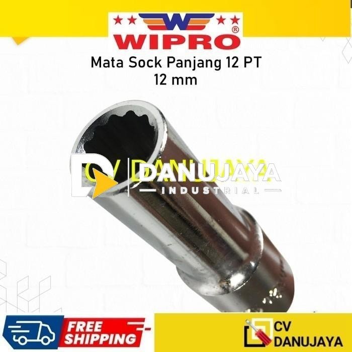 Deep Wall Wipro DR. 12 PT 12 mm Mata Kunci Sock Shock Soket Socket Sok Panjang Wipro CRV chrome vanadium steel