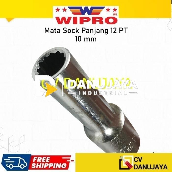 Deep Wall Wipro DR. 12 PT 10 mm Mata Kunci Sock Shock Soket Socket Sok Panjang Wipro CRV chrome vanadium steel