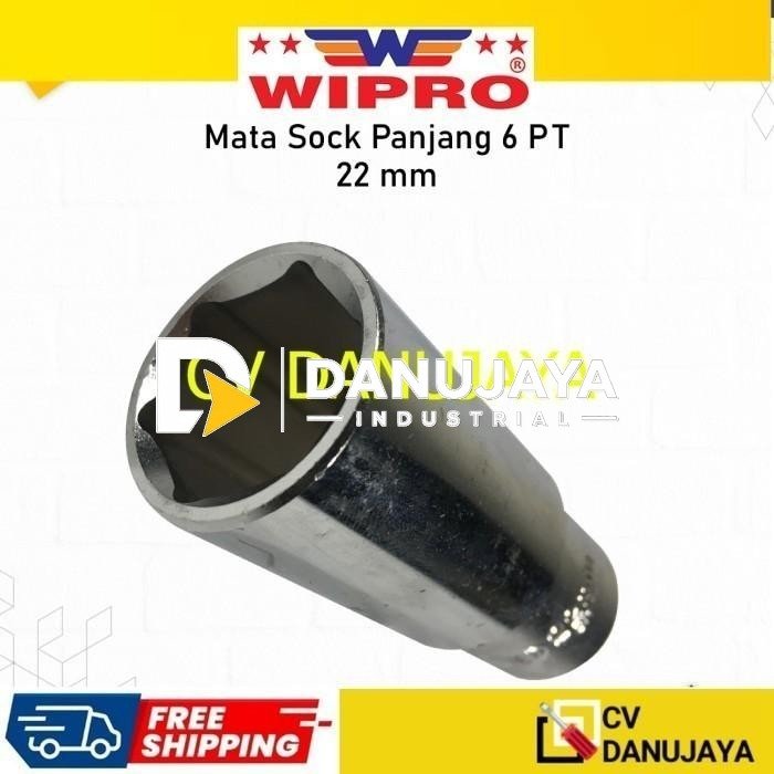 Deep Wall Wipro DR. 1/2" Inch 22 mm Mata Kunci Sock Shock Soket Socket Sok Panjang Wipro CRV chrome vanadium steel