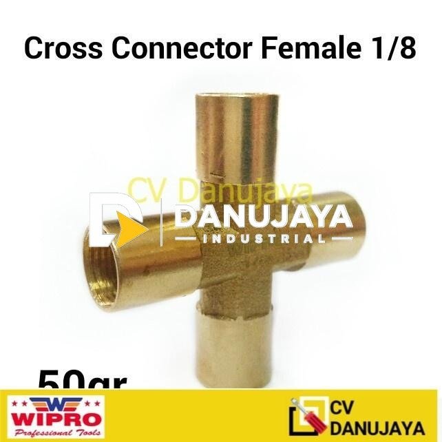 Cross Connector Female 1/8" Sambungan Kuningan Cabang 4 Drat Dalam