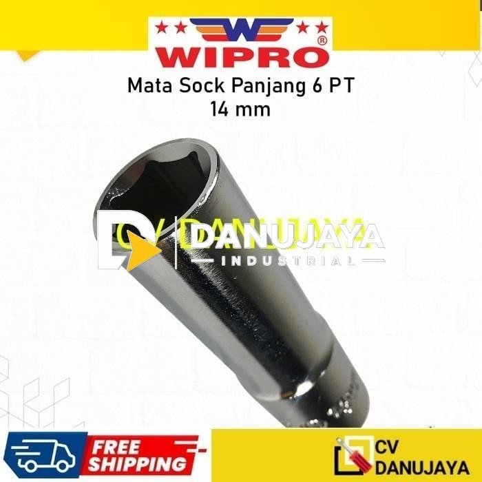 Deep Wall Wipro DR. 1/2" Inch 14 mm Mata Kunci Sock Shock Soket Socket Sok Panjang Wipro CRV chrome vanadium steel