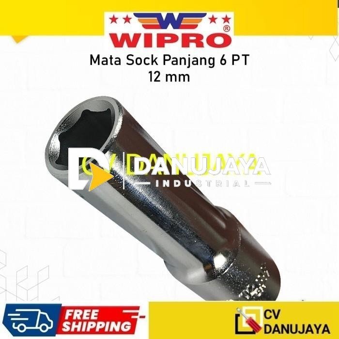 Deep Wall Wipro DR. 1/2" Inch 12 mm Mata Kunci Sock Shock Soket Socket Sok Panjang Wipro CRV chrome vanadium steel