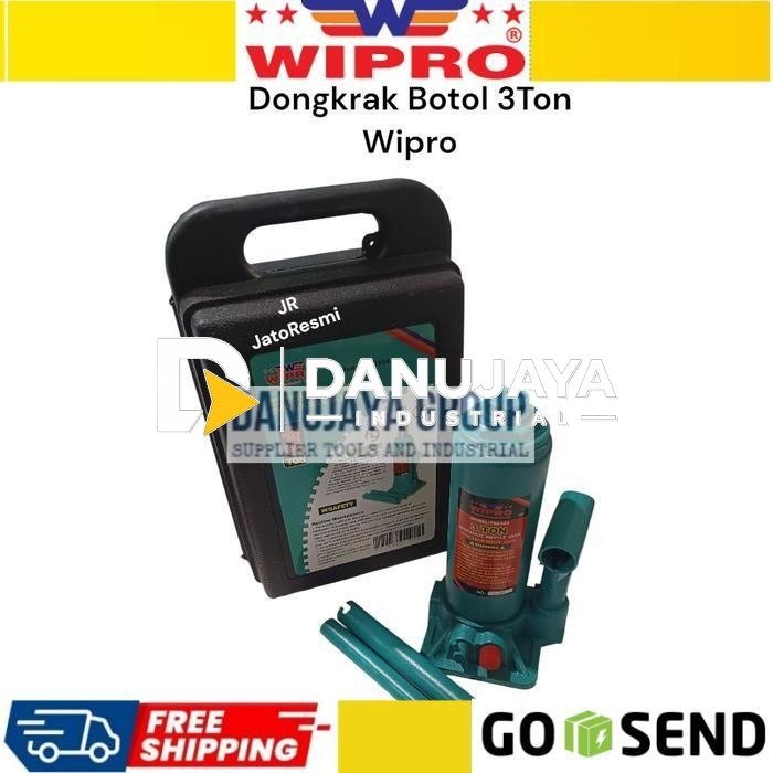 Dongkrak Botol 3 Ton 3ton Wipro Hydraulic hidrolik Bottle Jack 3T untuk Mobil dan Bengkel