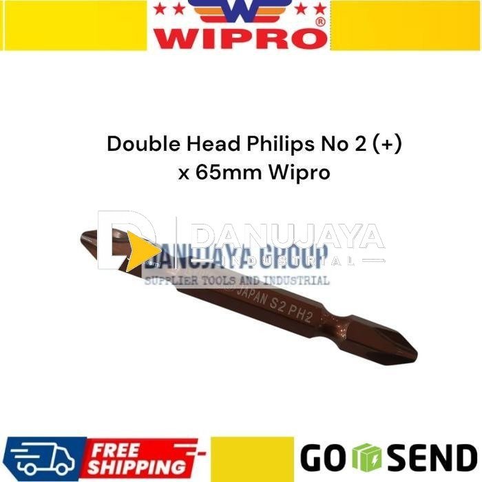 Double Head Philips PH2 x 65mm Wipro Mata Obeng Angin 1/4” untuk Bor dan Impact Driver