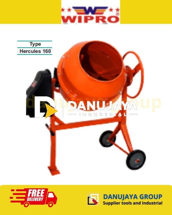 Mesin Molen Pengaduk pencampur Semen Beton Pasir Hercules 160 160L 650W 220V 50Hz Concrete Mixer Portable untuk Proyek Bangunan
