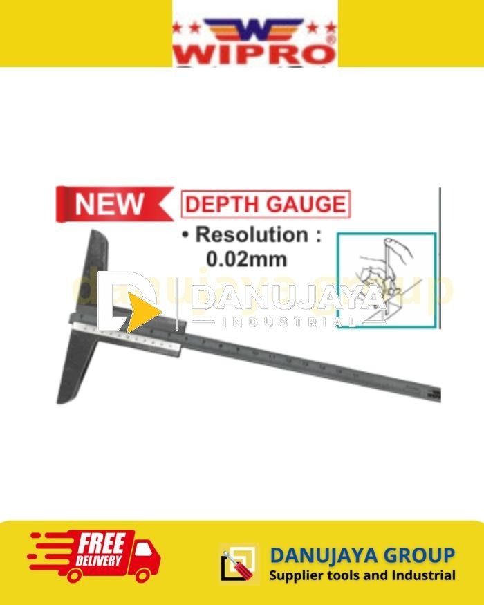 Depth Gauge Meter 150mm 200mm 300mm Alat Ukur Kedalaman Wipro Type Tipe VDG-150 VDG-200 VDG-300 Resolution Resolusi 0.02mm