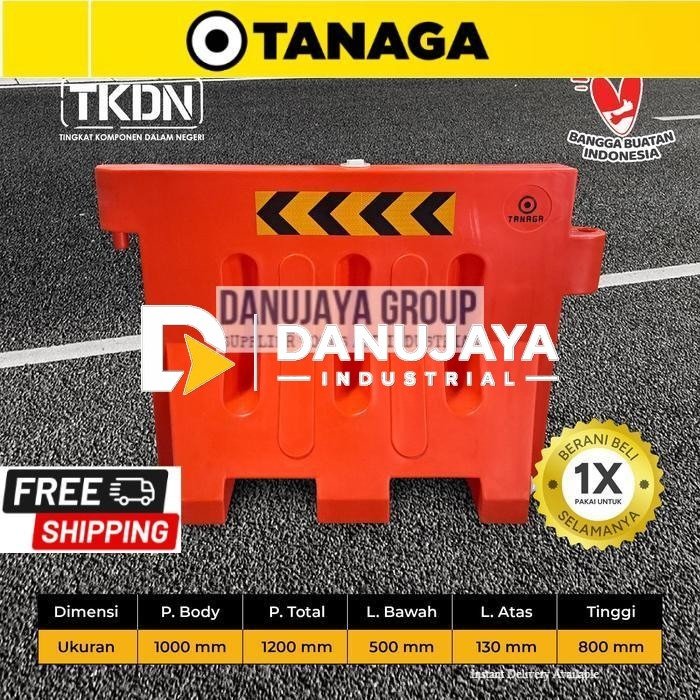 TANAGA Water Barrier Road water Barier batas Plastic Barrier Orange Pembatas Jalan Plastik Traffic Road