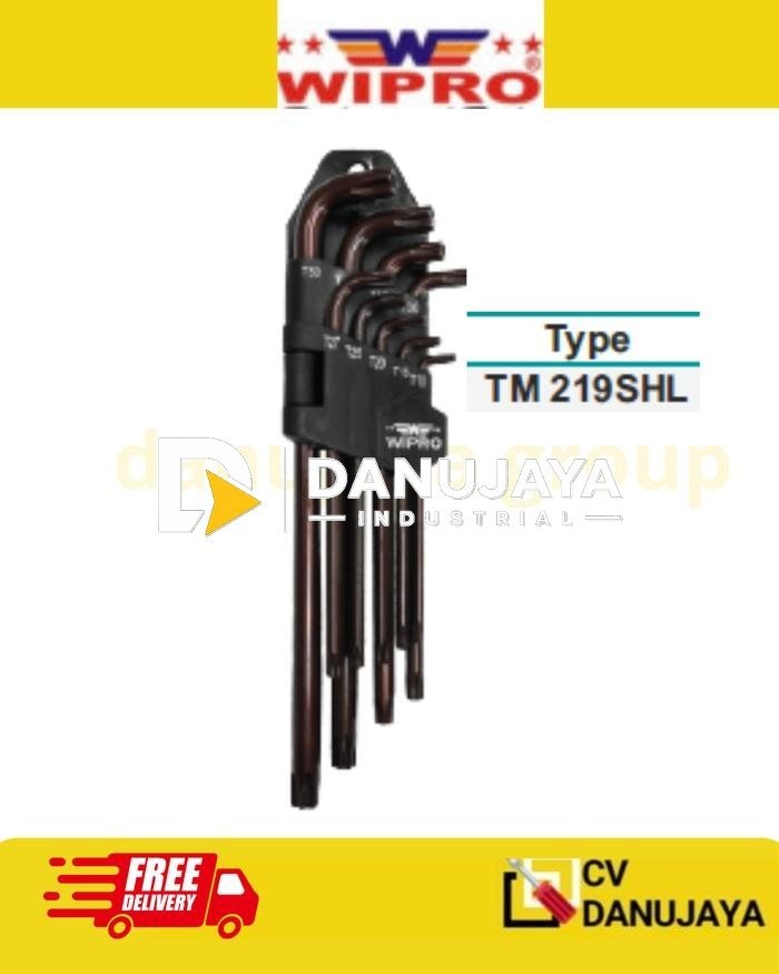 Kunci L Torx panjang Lubang Set 9PCS Panjang WIPRO Baja S2 T10-T50 Security Torx Long Kepala Pendek Anti Dol