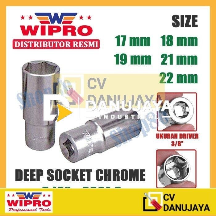 Wipro Mata Kunci Shock Panjang Sok Sock 3/8 inci 6PT 17 18 19 21 22 mm - 17 mm