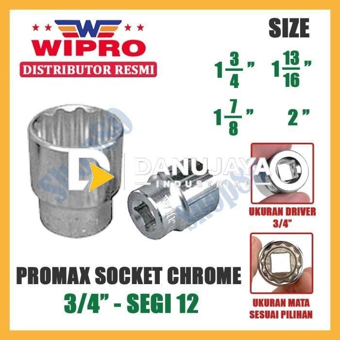 Wipro PR Mata Kunci Shock Sok Sock 3/4 inci 12PT 1 3/4 13/16 7/8 2" - 1-3/4"
