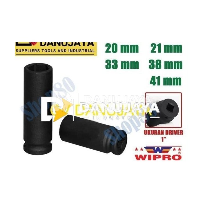 Wipro Mata Kunci Shock Impact Panjang Sok 1" 6PT 20 21 33 38 41 mm - 20 mm
