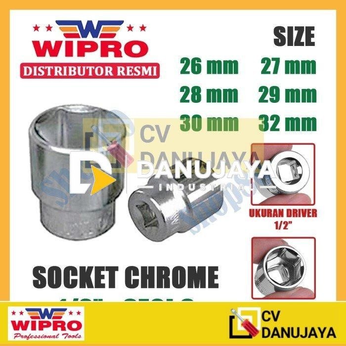 Wipro Mata Kunci Shock Sok Sock 1/2" inci 6PT 26 27 28 29 30 32 mm - 26 mm