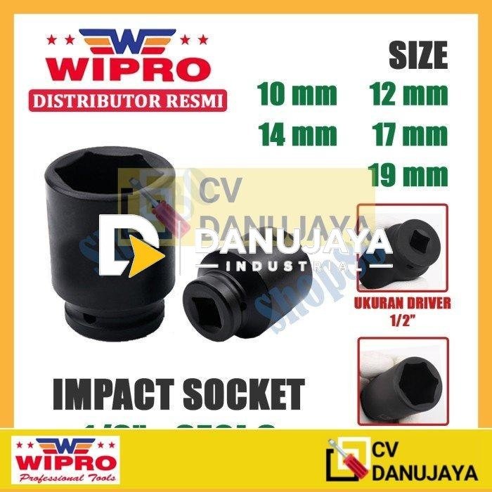 Wipro Mata Kunci Shock Impact Sok Sock 1/2" 6PT 10 12 14 17 19 mm - 10 mm