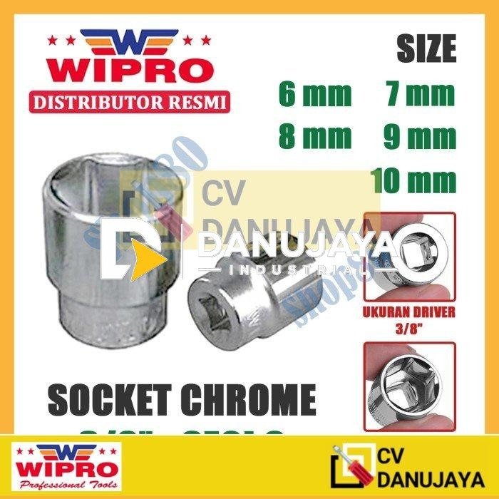 Wipro Mata Kunci Shock Sok Sock 3/8" inci 6PT 6 7 8 9 10 mm - 6 mm