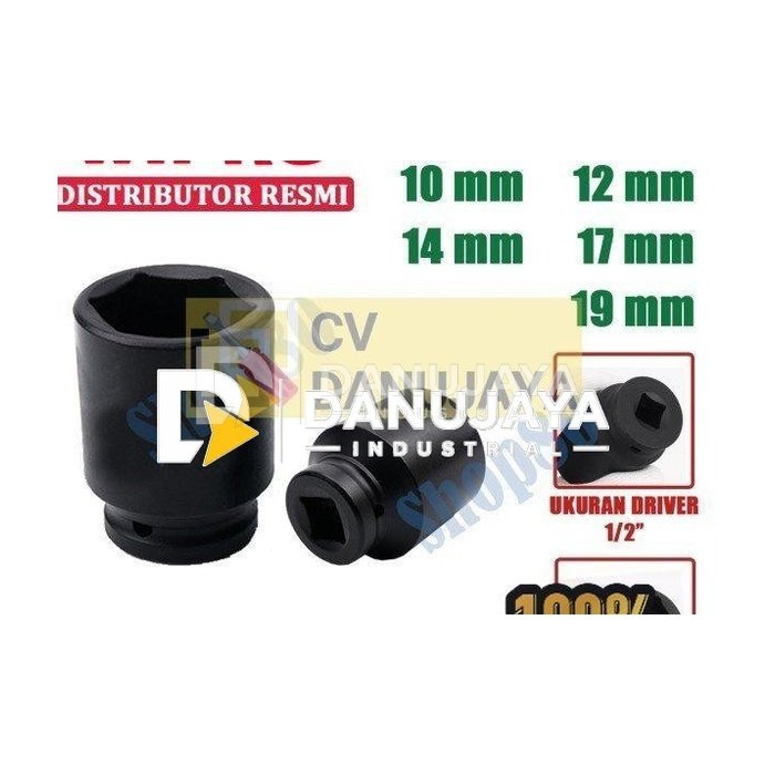 Wipro Mata Kunci Shock Impact Sok Sock 1/2" 6PT 10 12 14 17 19 mm - 10 mm
