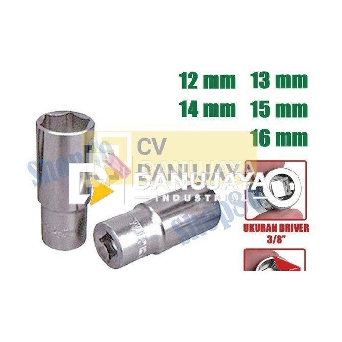 Wipro Mata Kunci Shock Panjang Sok Sock 3/8 inci 6PT 12 13 14 15 16 mm - 12 mm