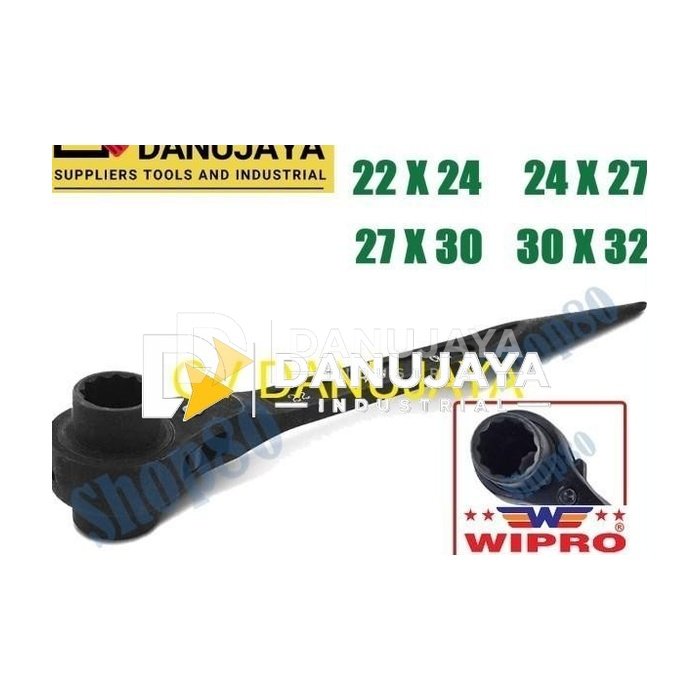 Wipro Kunci Shock Ratchet Sock Sok Gagang Rachet 22 24 27 30 32 mm - 22 x 24