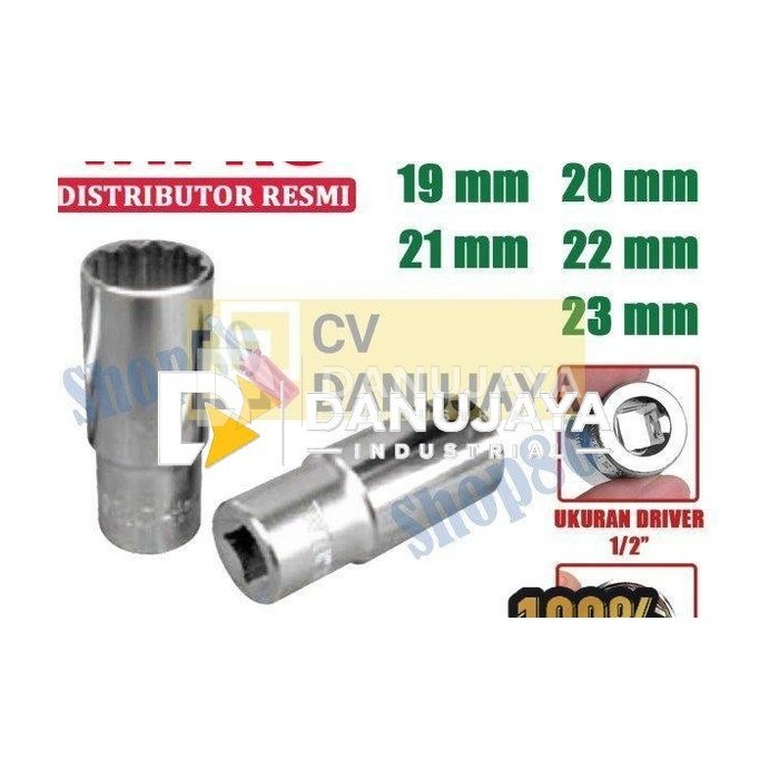Wipro Mata Kunci Shock Panjang Sok Sock 1/2" 12PT 19 20 21 22 23 mm - 19 mm
