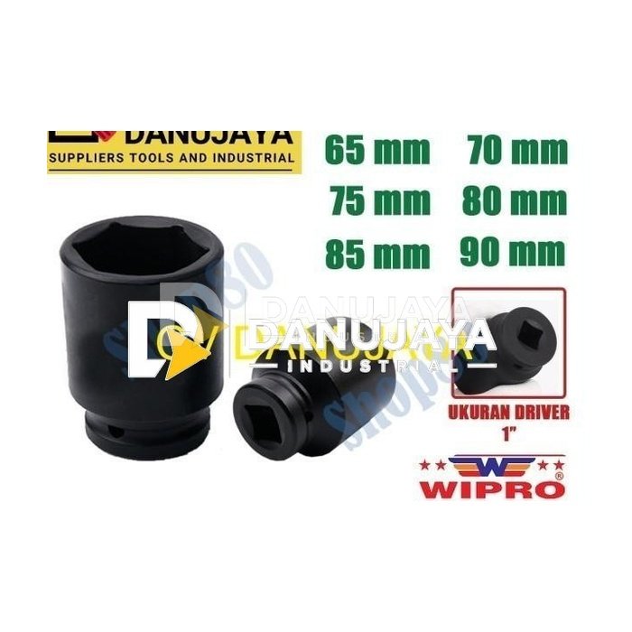 Wipro Mata Kunci Shock Impact Sok Sock 1" 6PT 65 70 75 80 85 90 mm - 65 mm