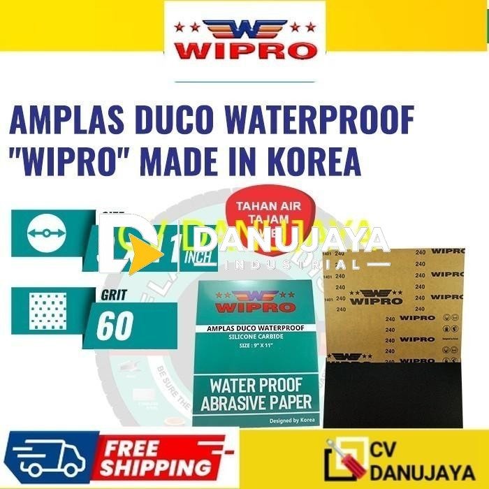 WIPRO Amplas Kertas Gosok Duco WaterProof 9" x 11" No. 60