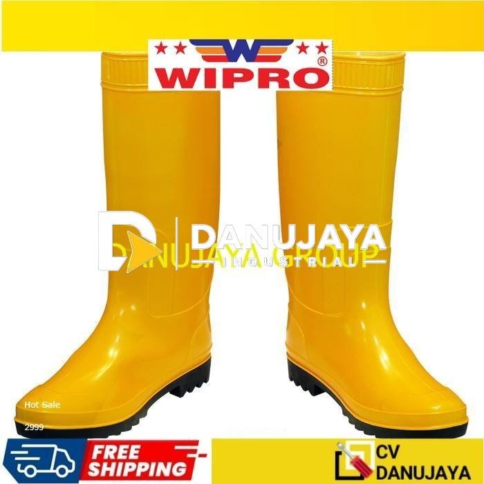 WIPRO Sepatu Karet Tinggi Savety Boot Boots Save Anti Air Hujan Banjir Proyek Outdoor Kerja Kuning Hitam No.40