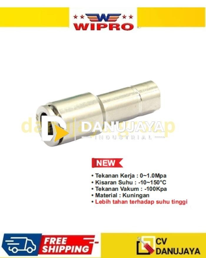 Fitting PA Plug-In Straight Union Sambungan Lurus Plug-In PA Konektor Pipa PA Model Plug-In Lurus Wipro NPGJT 06 -12