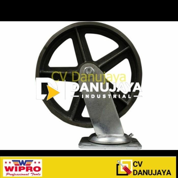 Roda Besi Baja Heavy Duty Roller Bearing Swivel Hidup Cast Iron Caster Size 4 Inch - Wipro 650