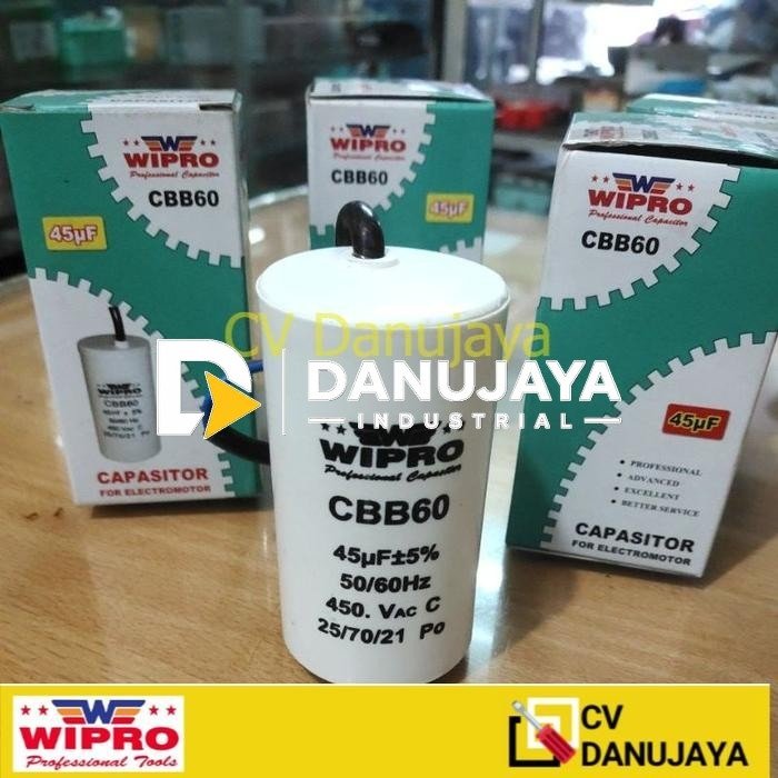 Kondensor Starting 45 uF / MFD WIPRO • Part 〽 Model : CBB60 • Reg No : 25 / 70 / 21 • 450 V.AC • 50 / 60 Hz | Electrolytic Elco / Capacitor / Kapasitor / Kondensator Bulat Dinamo Listrik  Electro Motor AC / Kompresor / Kulkas / Pompa Air dllnya