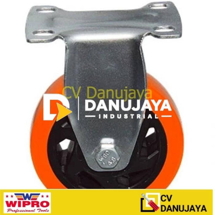 Roda PVC Orange Bahan Besi Caster Bearing Trolley Troli