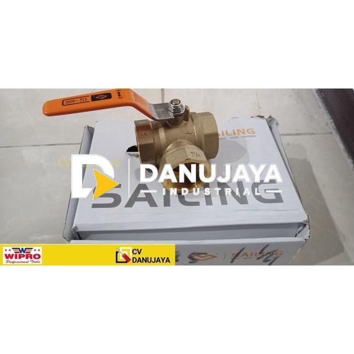 Ball Valve Kran Kuningan 3way B1095 1 1/4" PN16 Sailing