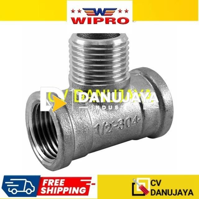 Wipro WN7110 T-Type Connector Stainless SUS304 M1/2" Inch Inchi x F1/2" Inch Inchi x F1/2" Inch Inchi