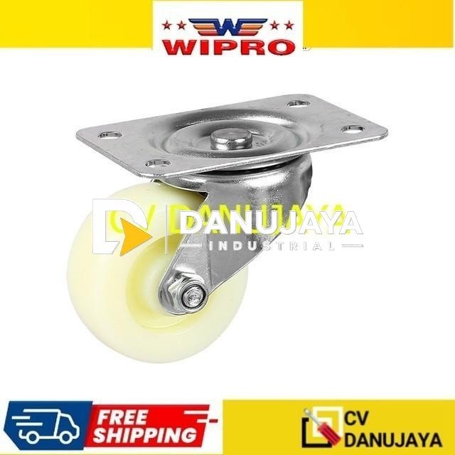 Wipro Roda Trolley Troli Troly Gerobak Dorong Plastik Putih 2.5" H (19065AP)