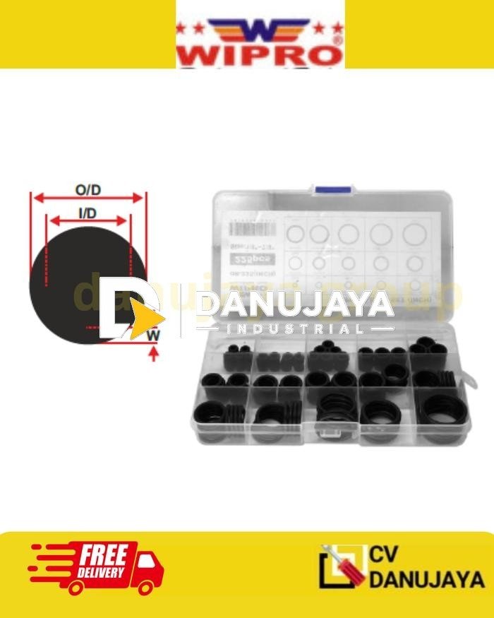 O-Ring Set 225 Pcs MM Inch wipro Karet Seal Ring Lengkap Anti Bocor untuk Motor Mobil Hidrolik Pompa Air dalam Box