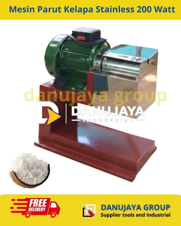 Mesin Mechine Parut Kelapa Stainless 200 Watt Coconut Grater Otomatis 200 W 200W  Alat Pemarut Kelapa Stainless Untuk UMKM, Industri Rumahan, Dapur Komersial Kapasitas Besar Siap Pakai