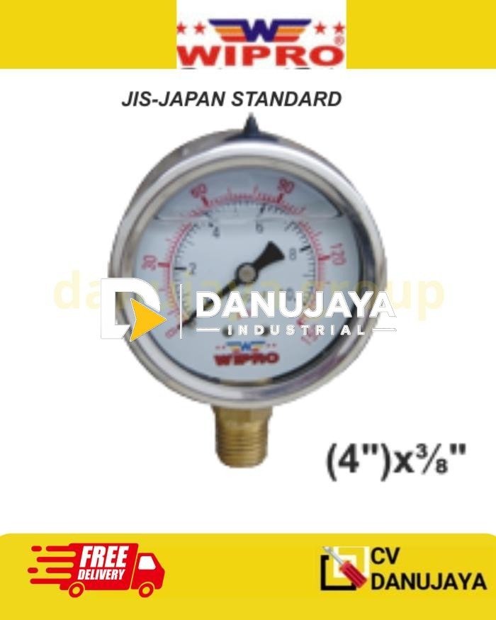 Manometer Minyak Pressure Gauge Oil Size 4" inch x 3/4" inch x4 Kg 4kg 4 Bar WIPRO