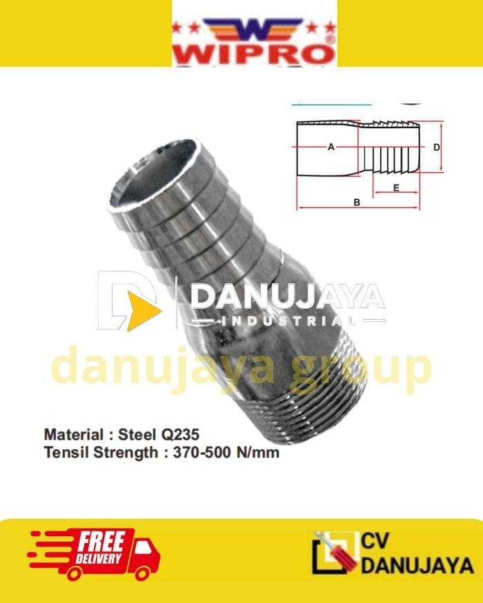 Naple King NPT Drat Luar Baja Q235 Hose Nipple Barb Male Thread Sambungan Selang Air Angin Oli Ukuran 1/2”–8” Heavy Duty wipro